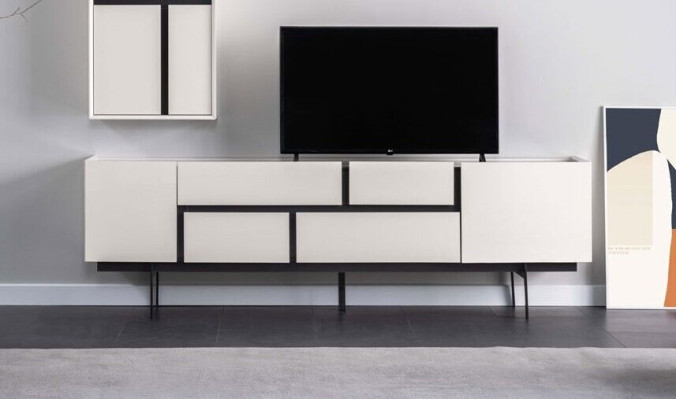 Stylish living room set consists of TV lowboard and wall cabinet 2 pieces.
