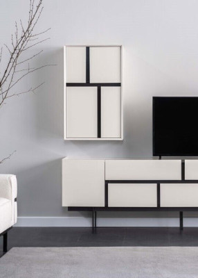 Stylish living room set consists of TV lowboard and wall cabinet 2 pieces.