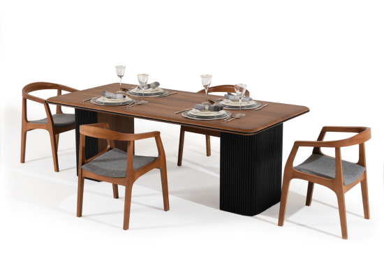 Dining set Complete e Dining room Dining table Chairs 7pcs Brown Classic