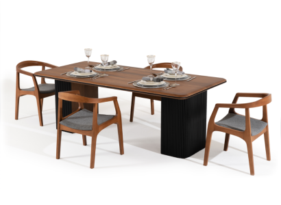 Dining set Complete e Dining room Dining table Chairs 7pcs Brown Classic