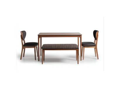 Dining set dinette suite wood dining room dining table chairs 5 pieces brown