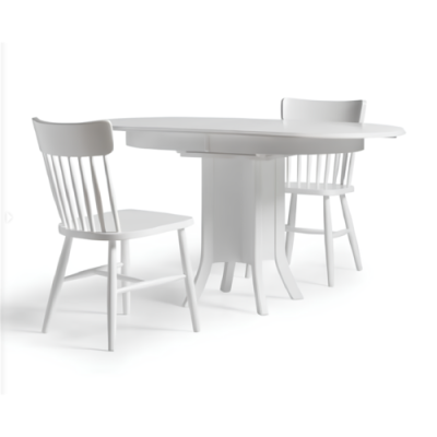Suite Dining set Wood Dining room Dining table Chairs 5pcs White dining area