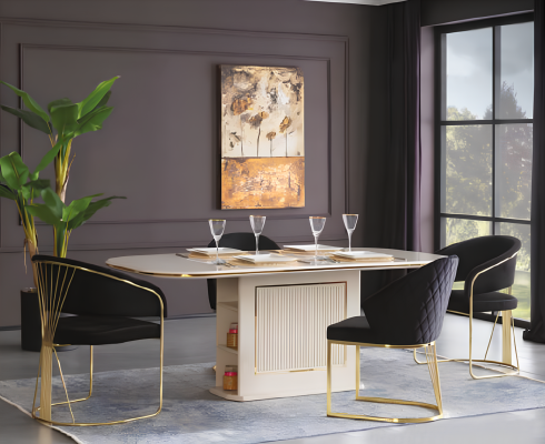 Seating set Dining chairs Dining room Upholstery Black 6-piece Chairs