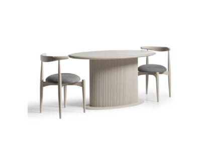 Dining room Dining set Complete e Dining table Chairs 3pcs Beige Design Oval