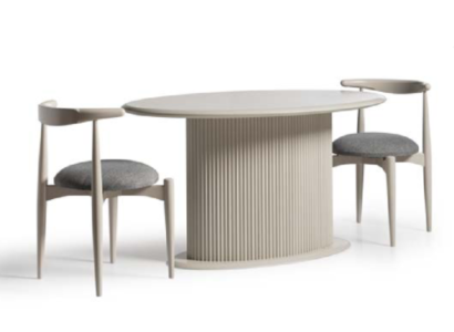 Dining room Dining set Complete e Dining table Chairs 3pcs Beige Design Oval