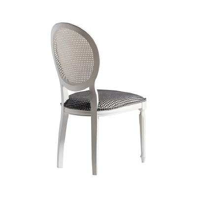 Luxury Dining set Dining room Round Dining table Chairs 3pcs White Fabric Wood