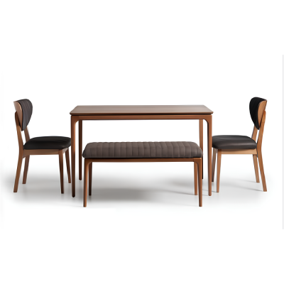 Dining area Suite Dining set Wood Dining room Dining table Chairs 3pcs Brown