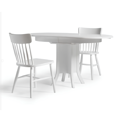 Dining chairs Group wooden chairs Kitchen chairs Set 4pcs White Wood