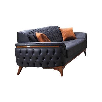 Black-Orange Chesterfield Sofa set Living room Couches Armchair 4pcs