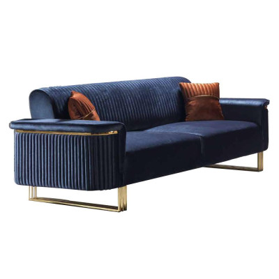 Blue-Oranges Living room Sofa Set Designer Fabric Sofas Modern Furniture 2-piece