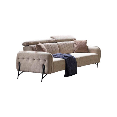 Beige Living room Three Seater Set Modern Fabric Sofas Luxurious Furniture