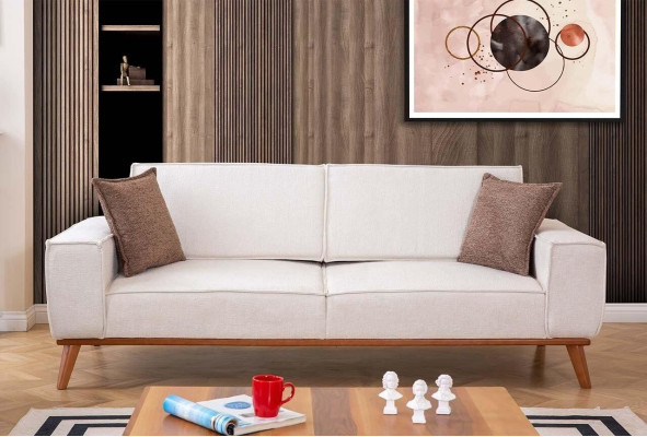 White Living room Suite Stylish 3-Seater Designer Armchair 2-piece set