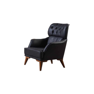 Black Chesterfield Designer Suite Luxury Leather Sofa Designer Armchair