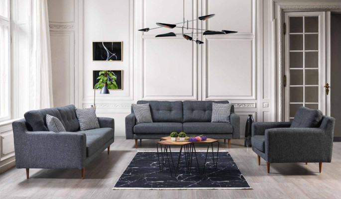 Modern Gray Three Seater Luxurious Living room 3-Seater Luxury Furniture
