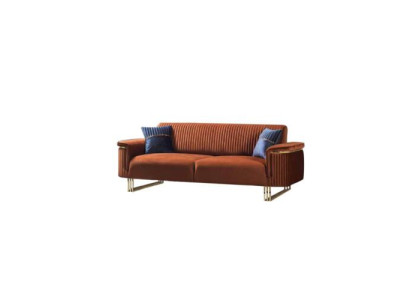 Orange Three Seater Luxurious Fabric Sofa Modern Living Room Seating Furniture