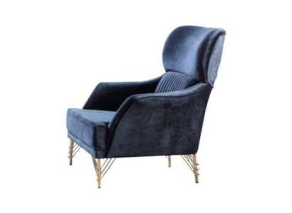Blue modern armchair living room fabric armchair elegant textile single seater