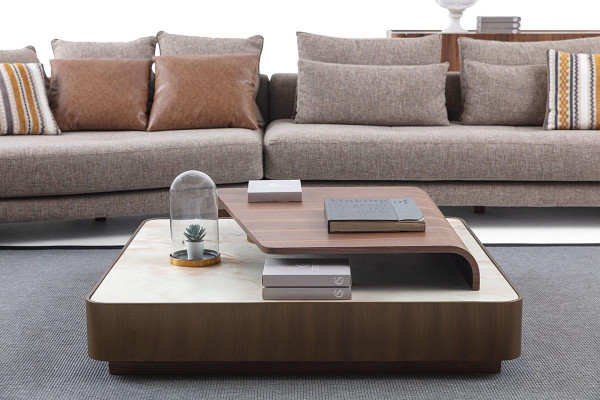 Gray Living room Sofas Fabric Sofas Designer Armchair Wood Coffee table 5pcs.