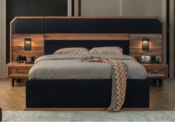 Exquisite Bedroom Suite Noble Double bed 2x Wood Bedside tables