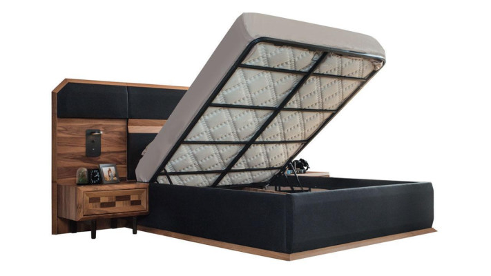 Exquisite Bedroom Suite Noble Double bed 2x Wood Bedside tables