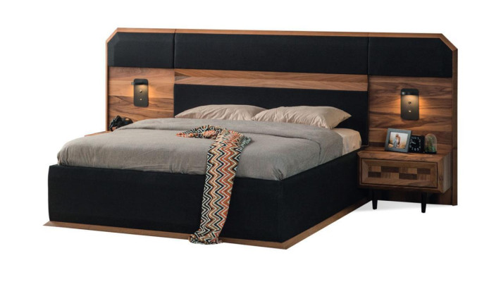 Exquisite Bedroom Suite Noble Double bed 2x Wood Bedside tables
