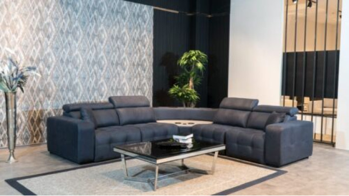 Corner sofa L-shape Leather sofa Large sofa Gray Couch Living room Design