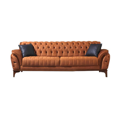 Orange Chesterfield 3-Seater Living room Luxury Sofa Modern Noble Couch