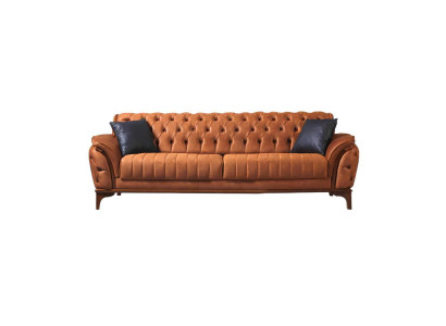Orange Chesterfield 3-Seater Living room Luxury Sofa Modern Noble Couch
