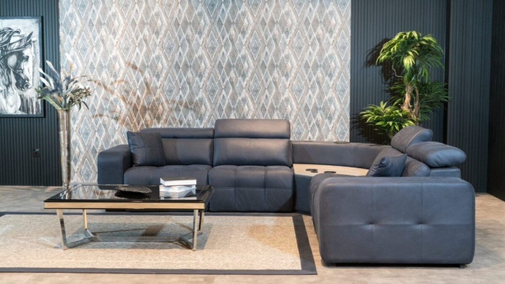 Corner sofa L-shape Leather sofa Large sofa Gray Couch Living room Design