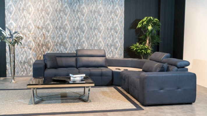 Corner sofa L-shape Leather sofa Large sofa Gray Couch Living room Design