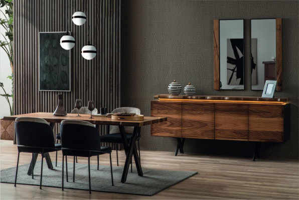 exclusive r Wood Dining table Modern 6x upholstered chairs Dining room Suite