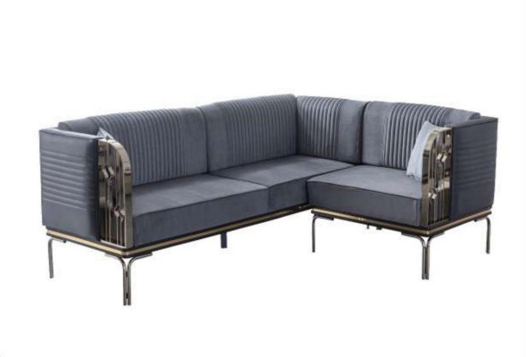 exclusive s Gray Dining room Set Luxury stainless steel Table 2x Textile Chairs