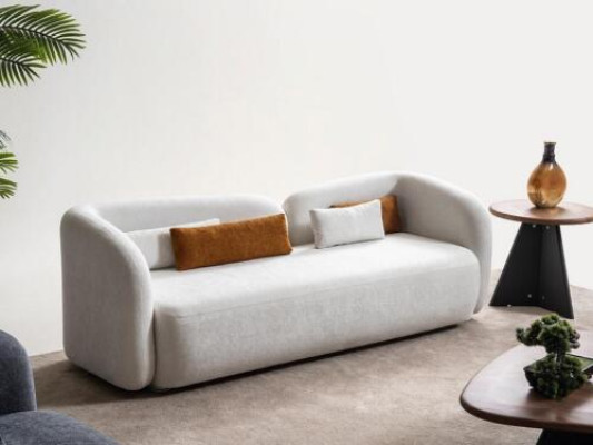 Modern Design Upholstery White Seat Couch 3 Seater Sofa Sofas Textile Fabric