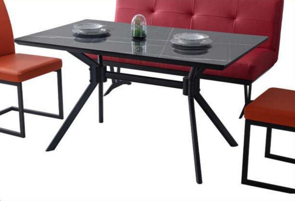 Modern Dining room Furniture Black Dining table Imitation leather Chairs Luxury Stool