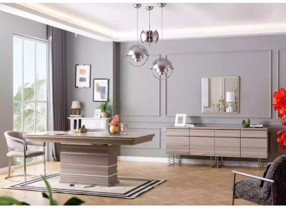 Table 6x Chairs Sideboard Mirror 9-piece Dining room Set Group Suite