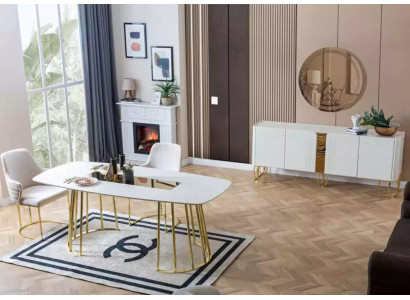 Dining room Set Table 6x Chairs Sideboard Mirror 9pcs. Group Suite