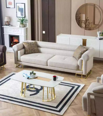Sofa 3 Seater Textile Living room Design Modern new Luxury White