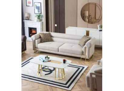 Sofa 3 Seater Textile Living room Design Modern new Luxury White
