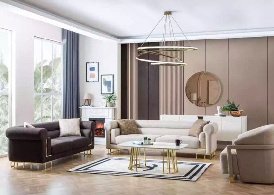 Sofa 3 Seater Textile Living room Design Modern new Luxury White