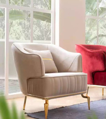 Living room Armchair Furniture Swivel Chair 1 Seater Modern Red Design Textile