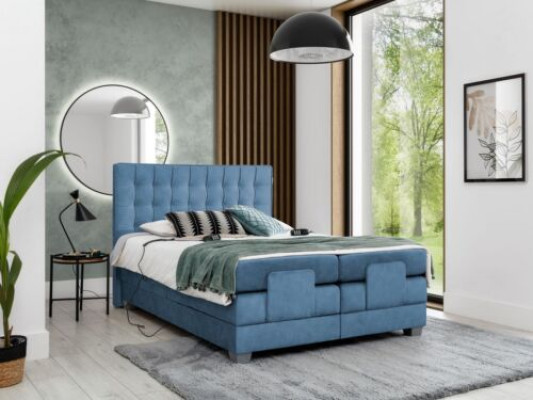Blue Bed Bedroom Double bed Furnishings Upholstered bed Modern Furnishings