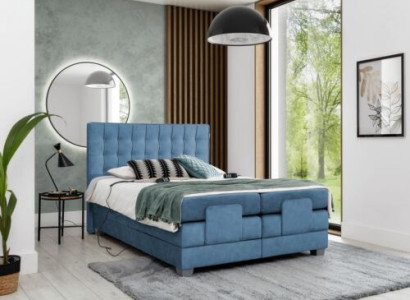 Blue Bed Bedroom Double bed Furnishings Upholstered bed Modern Furnishings