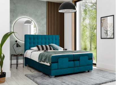 Bedroom Bed Upholstered bed Modern Blue Double bed Design Textile Luxury