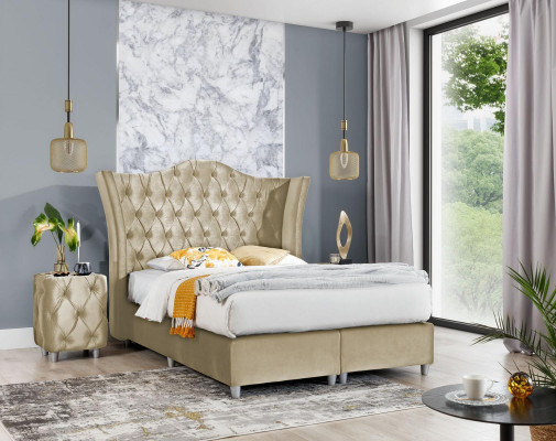 Luxury Bedroom Upholstered bed 2x Bedside tables Bed 3-piece set Design Furnishings