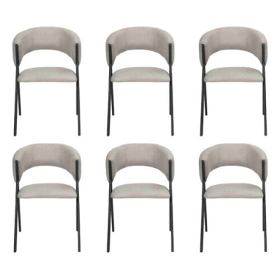 Dining room Gray Textile Group Set 4x Armchair Chair Design Fabric Upholstery Chairs