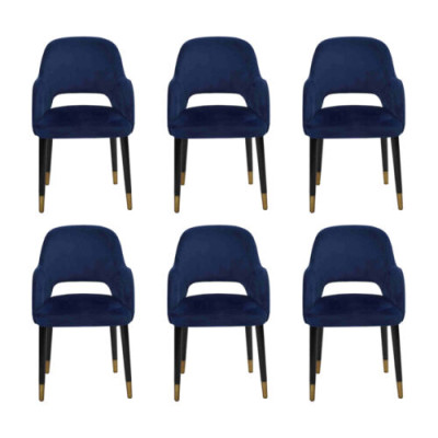 Luxury 6x Chairs Blue kitchen furniture designer modern dining room chair wooden furniture