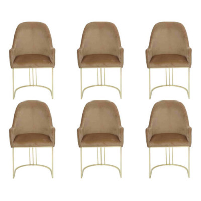 Group Set 6x Armchair Chair Design Fabric Upholstery Chairs Dining room Textile
