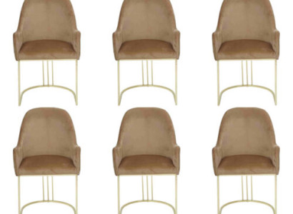 Group Set 6x Armchair Chair Design Fabric Upholstery Chairs Dining room Textile