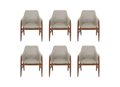 Modern Gray Chair Dining room chair 6x Chairs Kitchen Chair Recliner Wood Fabric