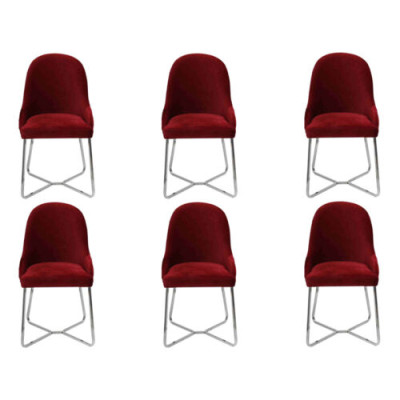 Modern Chairs Luxury Dining room Furnishings Red 6x Chairs Furniture Dining room chair