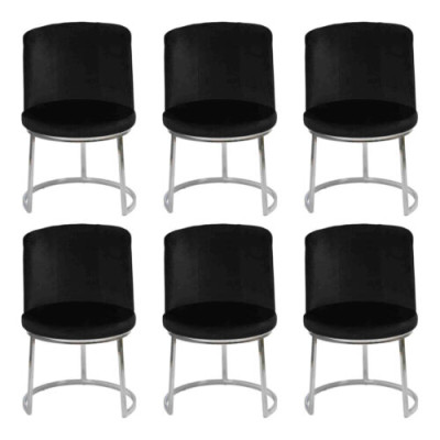 Modern Black Designer 6x Chairs with Stainless Steel Feet Dining chairs